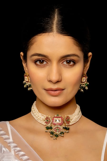 Shlok Jewels Kundan Embellished Choker Set 