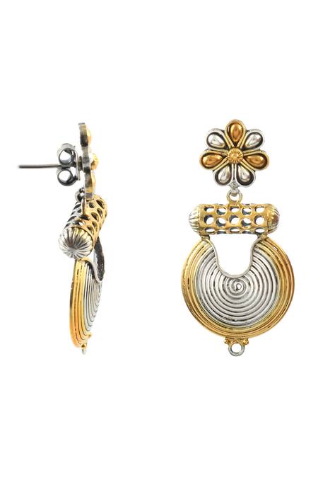 Noor_Silver Plated Dual Toned Earrings_Online_at_Aza_Fashions