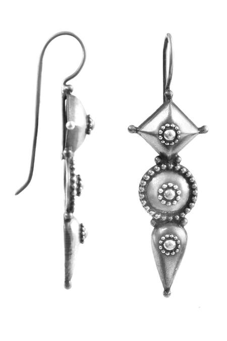 Noor_Silver Plated Tribal Pattern Oxidized Earrings _Online_at_Aza_Fashions