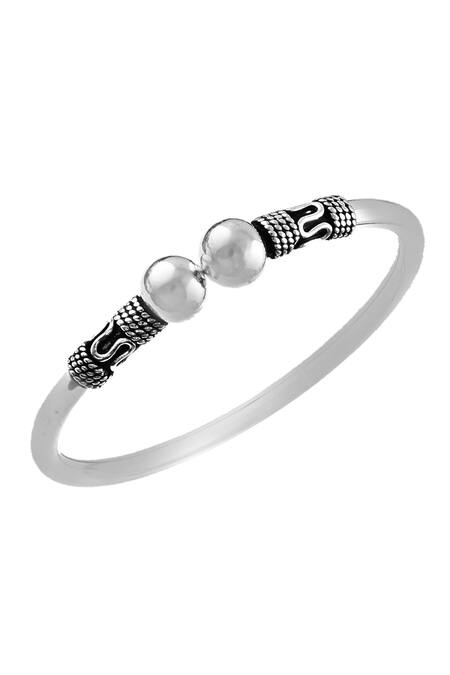 Noor_Silver Plated Classic Twister Bangle_Online_at_Aza_Fashions
