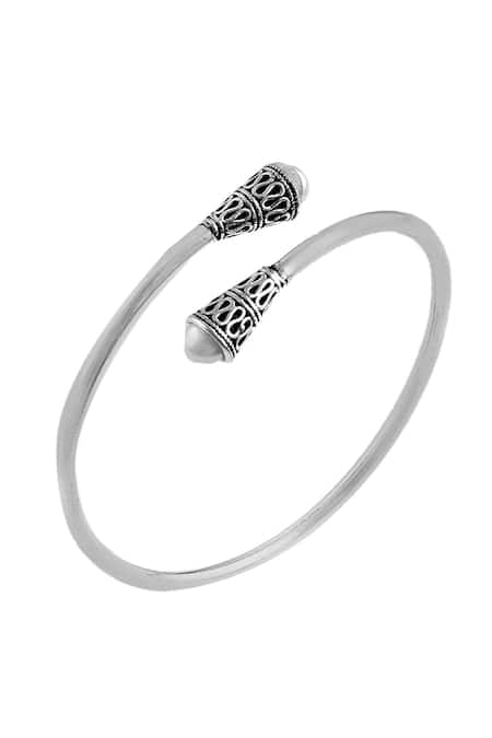 Noor_Silver Plated Pearls Classic Twister Jumping Bangle_Online_at_Aza_Fashions