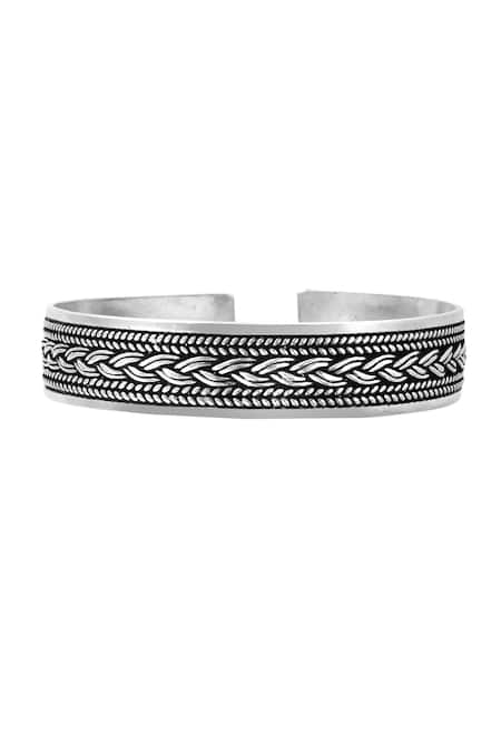 Noor Braided Vine Oxidized Cuff Bangle 