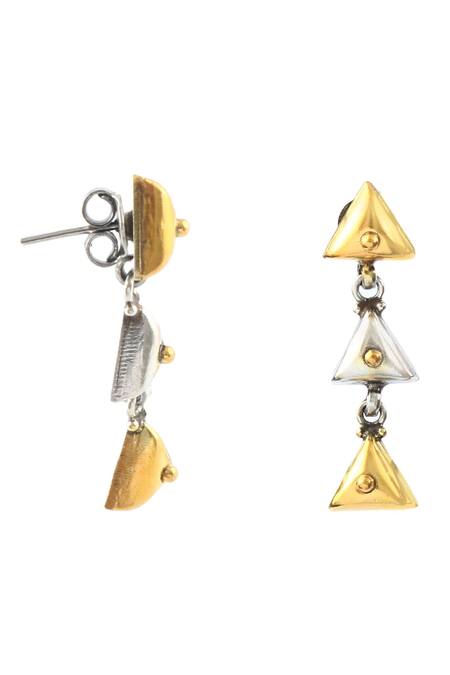Noor_Gold Plated Beads Dual Toned Prism Danglers_Online_at_Aza_Fashions