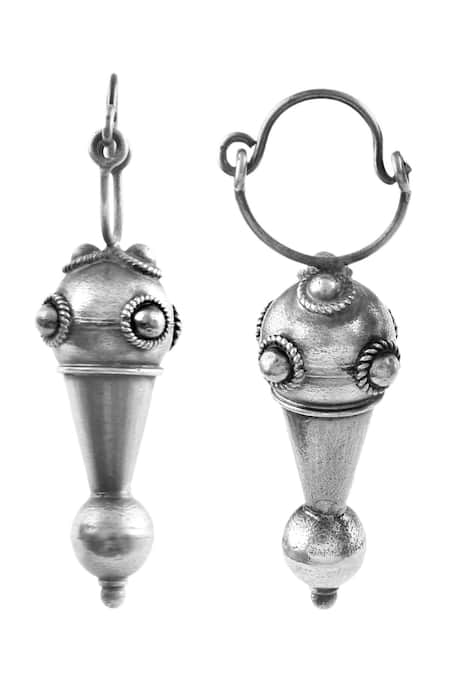 Noor_Silver Plated Oxidized Sphinx Studs_Online_at_Aza_Fashions