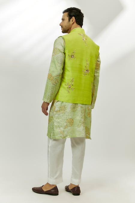 Shop Nadima Saqib Green , Chanderi Embroidery, Zari Zardozi Bundi Set at Aza Fashions Shop_Nadima Saqib_Green , Chanderi Embroidery, Zari Zardozi Bundi Set _at_Aza_Fashions