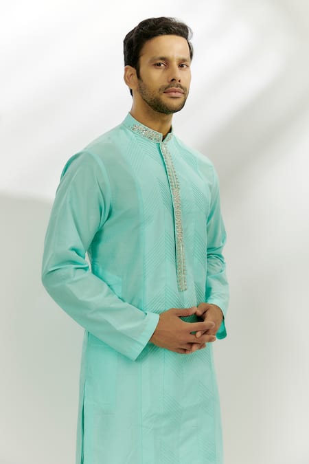 Buy Nadima Saqib Blue Cotton, Silk Sequins, Zari Embroidered Kurta Online at Aza Fashions Buy_Nadima Saqib_Blue Cotton, Silk Sequins, Zari Embroidered Kurta _Online_at_Aza_Fashions