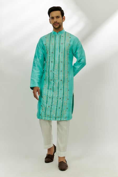 Nadima Saqib Raw Silk Embroidered Kurta 