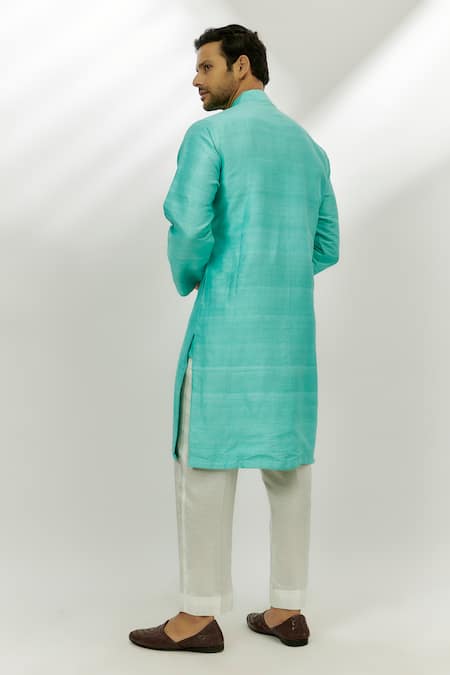 Shop Nadima Saqib Blue Silk Gota Patti, Pearls Raw Embroidered Kurta at Aza Fashions Shop_Nadima Saqib_Blue Silk Gota Patti, Pearls Raw Embroidered Kurta _at_Aza_Fashions