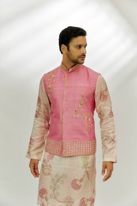 Nadima Saqib Pink , Chanderi Zari, Embroidery Pastel Hand Bundi Set at Aza Fashions Nadima Saqib_Pink , Chanderi Zari, Embroidery Pastel Hand Bundi Set _at_Aza_Fashions