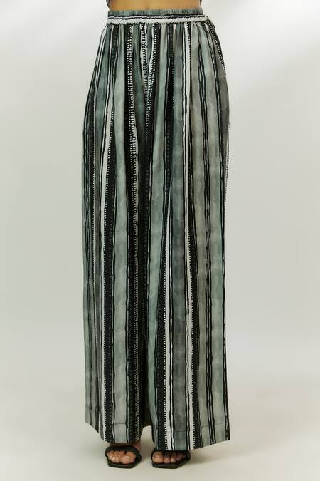 Nadima Saqib Black Cotton, Denim Sequins Collared Stripe Print Shirt Tunic With Pant Online at Aza Fashions Nadima Saqib_Black Cotton, Denim Sequins Collared Stripe Print Shirt Tunic With Pant _Online_at_Aza_Fashions