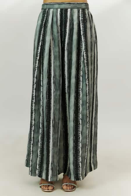 Buy Nadima Saqib Black Crepe, Denim Lace, Sequins V-neck Stripe Print Kurta With Palazzo Online at Aza Fashions Buy_Nadima Saqib_Black Crepe, Denim Lace, Sequins V-neck Stripe Print Kurta With Palazzo _Online_at_Aza_Fashions