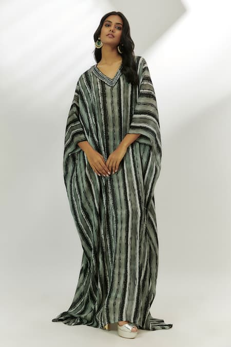 Nadima Saqib Stripe Print Kaftan 