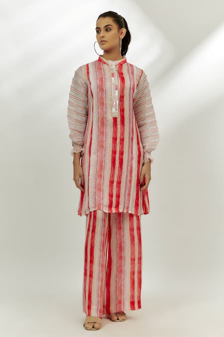 Nadima Saqib Stripe Print Kurta and Pant Set 