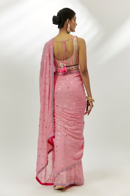 Nadima Saqib Embroidered Saree With Side Cut-Out Blouse 