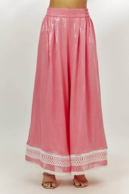 Buy Nadima Saqib Pink Georgette Sequins, Lace, Tassels Embroidered Kurta Set With Handkerchief Online at Aza Fashions Buy_Nadima Saqib_Pink Georgette Sequins, Lace, Tassels Embroidered Kurta Set With Handkerchief _Online_at_Aza_Fashions