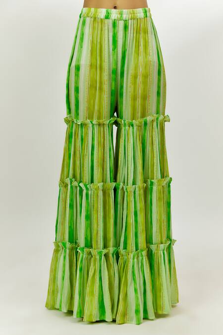 Buy Nadima Saqib Green Cotton, Organza, Silk Gota Patti, Mirrors Embroidered Kurta Garara Set Online at Aza Fashions Buy_Nadima Saqib_Green Cotton, Organza, Silk Gota Patti, Mirrors Embroidered Kurta Garara Set _Online_at_Aza_Fashions