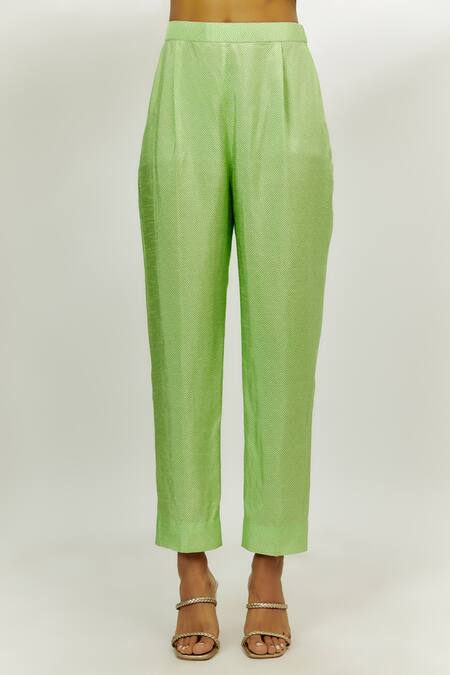 Buy Nadima Saqib Green Georgette, Organza, Denim Embroidery, Gota Patti, Anarkali Pant Set Online at Aza Fashions Buy_Nadima Saqib_Green Georgette, Organza, Denim Embroidery, Gota Patti, Anarkali Pant Set _Online_at_Aza_Fashions