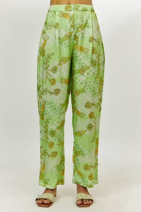 Nadima Saqib Green Crepe, Georgette, Denim Embroidery, Lace, Sequins Floral Print Kurta Set Online at Aza Fashions Nadima Saqib_Green Crepe, Georgette, Denim Embroidery, Lace, Sequins Floral Print Kurta Set _Online_at_Aza_Fashions