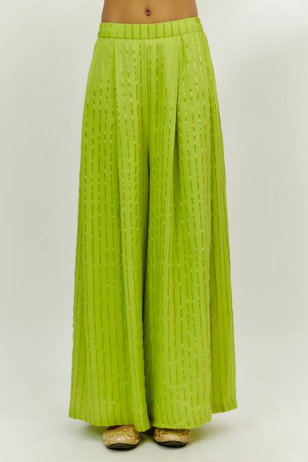 Buy Nadima Saqib Green Georgette, Organza Embroidery Round Neck Kurta Flared Pant Set Online at Aza Fashions Buy_Nadima Saqib_Green Georgette, Organza Embroidery Round Neck Kurta Flared Pant Set _Online_at_Aza_Fashions