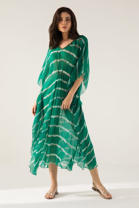 REENA SHARMA Advika Abstract Striped Print Kaftan 