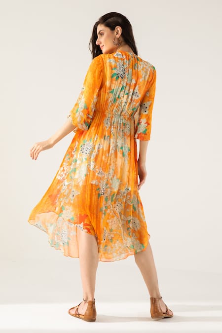 Reena Sharma Vaani Floral Pattern Midi Dress 