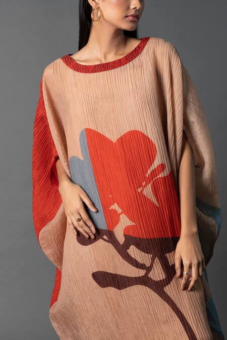 Clos Multi Color Round Neck Contemporary Floral Print Kaftan Online at Aza Fashions Clos_Multi Color Round Neck Contemporary Floral Print Kaftan _Online_at_Aza_Fashions