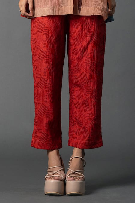 Buy_Clos_Multi Color Silk Mandarin Collar Grandeur Contemporary Print Kurta And Pant Set _Online_at_Aza_Fashions