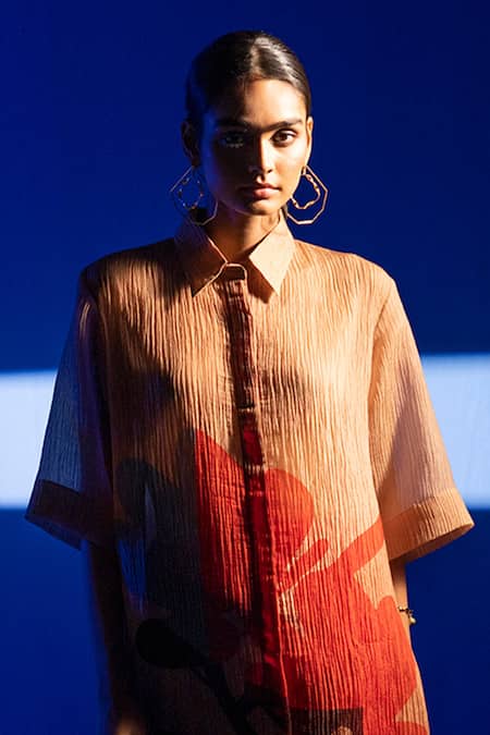 Buy Clos Multi Color Cotton Collared Abstract Print Straight Shirt Kurta And Pant Set Online at Aza Fashions Buy_Clos_Multi Color Cotton Collared Abstract Print Straight Shirt Kurta And Pant Set _Online_at_Aza_Fashions