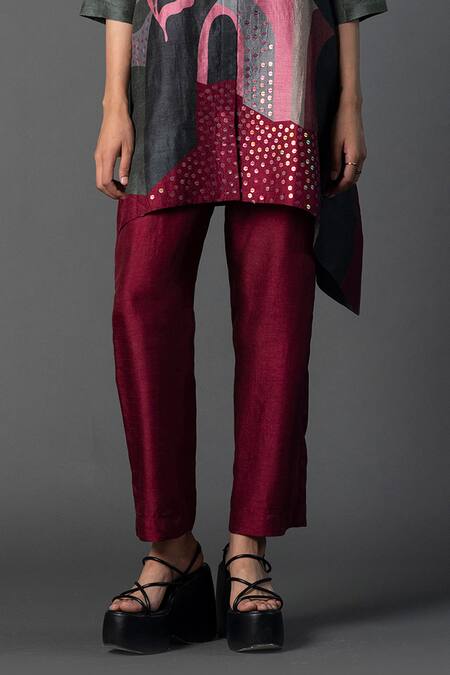 Shop Clos Grey Silk Sequins Mandarin Collar Embroidered Kurta With Pant Online at Aza Fashions Shop_Clos_Grey Silk Sequins Mandarin Collar Embroidered Kurta With Pant _Online_at_Aza_Fashions