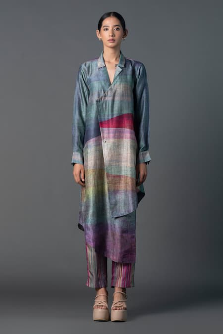 Clos Asymmetric Printed Kurta With Pant 