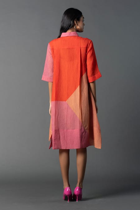 Clos Color Block Print Straight Shirt Kurta With Satin Top 