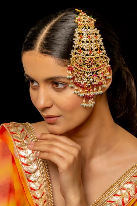 Shop_Shlok Jewels_Multi Color Bead Embellished Passa _at_Aza_Fashions