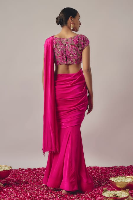 Krishna Padia Solid Pre-Draped Lehenga Saree With Blouse 