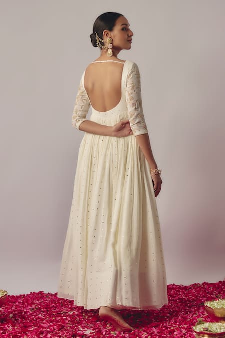 Krishna Padia Bloom Tikki & Salli Embroidered Anarkali Set 