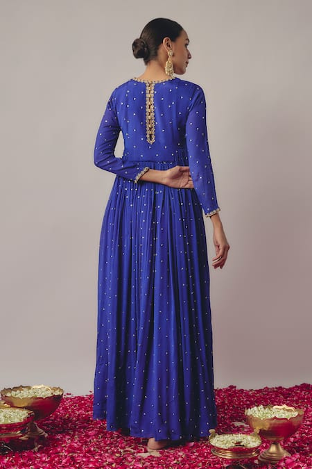 Krishna Padia Mughal Sequin Embroidered Yoke Anarkali Set 