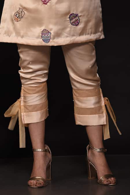 Buy Label Deepshika Agarwal Beige Silk, Organza Pearls, Sequins, Vase Embellished Short Kurta With Pant Online at Aza Fashions Buy_Label Deepshika Agarwal_Beige Silk, Organza Pearls, Sequins, Vase Embellished Short Kurta With Pant _Online_at_Aza_Fashions