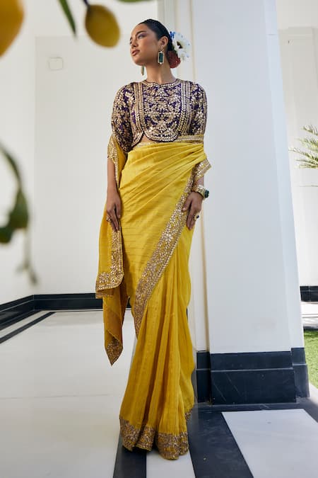 Label Deepshika Agarwal Gota Work Saree With Embroidered Blouse 