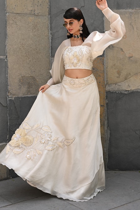 Label Deepshika Agarwal Dahlia Patch Embroidered Lehenga With Blouse 