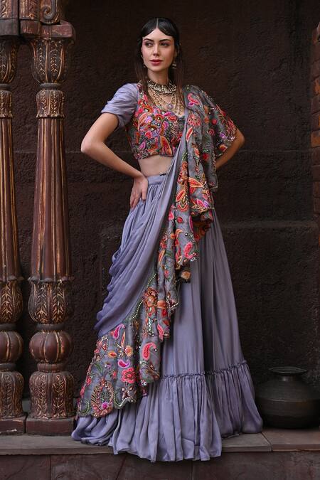 Label Deepshika Agarwal Bloom Garden Embroidered Lehenga Set 