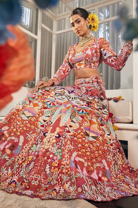 Label Deepshika Agarwal Lake Mosaic Embroidered Lehenga Set 