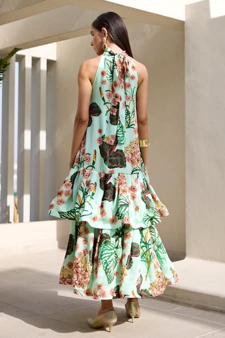 Prints By Radhika Foliage Print Ruffle Dress 