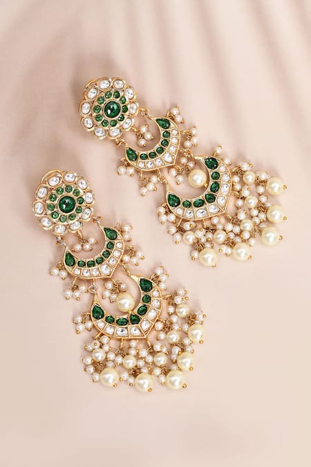 Nazaakat By Samara Singh Embellished Chandbali Earrings 