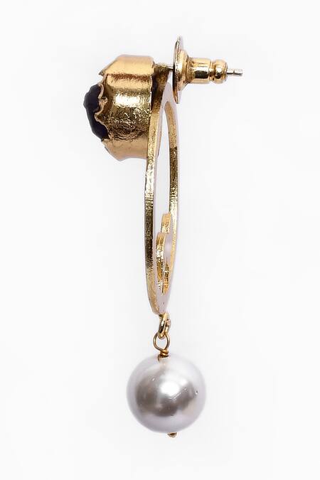 Shop_Nazaakat By Samara Singh_Gold Plated Diamonds, Stones Embellished Dangler Earrings _Online_at_Aza_Fashions