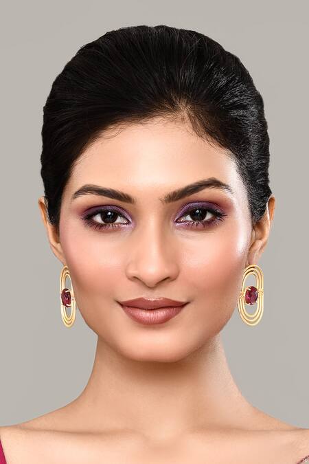 Nazaakat By Samara Singh_Gold Plated Diamonds, Stones Kundan Jadau Embellished Dangler Earrings _Online_at_Aza_Fashions