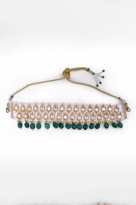 Shop Nazaakat By Samara Singh Gold Plated Diamonds, Stones Embellished Choker Necklace Set Online at Aza Fashions Shop_Nazaakat By Samara Singh_Gold Plated Diamonds, Stones Embellished Choker Necklace Set _Online_at_Aza_Fashions