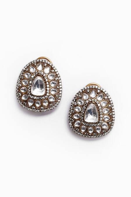 Nazaakat By Samara Singh_Gold Plated Diamonds, Stones Embellished Pendant Necklace Set _at_Aza_Fashions