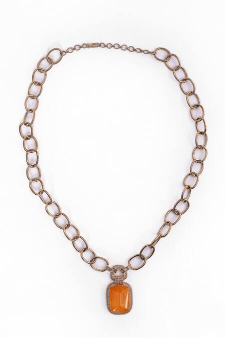 Shop Nazaakat By Samara Singh Gold Plated Zari Embellished Pendant Necklace Set Online at Aza Fashions Shop_Nazaakat By Samara Singh_Gold Plated Zari Embellished Pendant Necklace Set _Online_at_Aza_Fashions