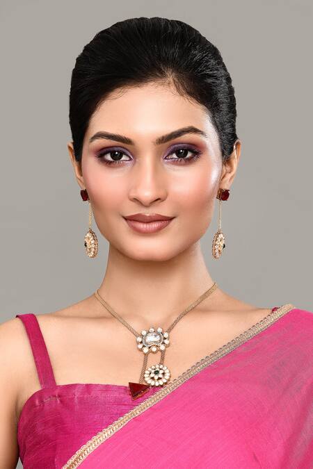 Nazaakat By Samara Singh_Multi Color Zari Embellished Pendant Necklace Set _Online_at_Aza_Fashions