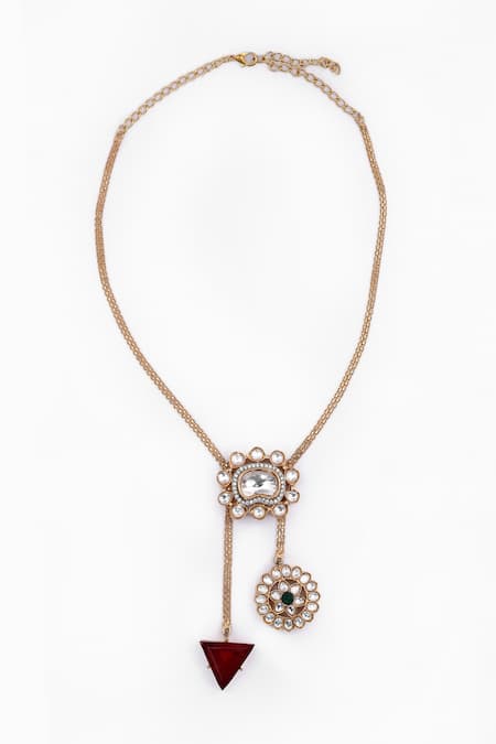 Shop Nazaakat By Samara Singh Multi Color Zari Embellished Pendant Necklace Set Online at Aza Fashions Shop_Nazaakat By Samara Singh_Multi Color Zari Embellished Pendant Necklace Set _Online_at_Aza_Fashions