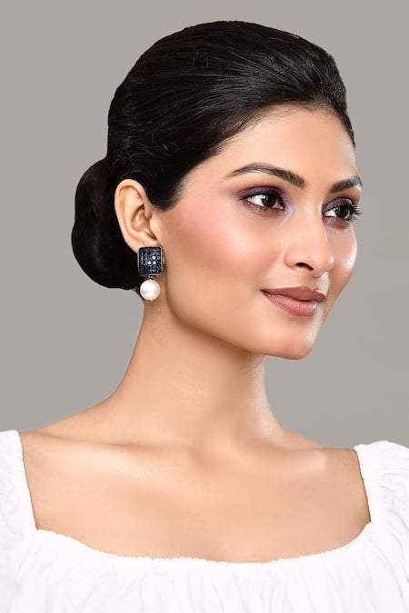 Samyukta Singhania Quad Crystal Pearl Drop Earrings 